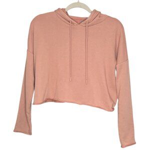 Aerie Small S Tan Sunday Soft Cropped‎ Terry Knit Hooded Pullover Sweater Hoodie